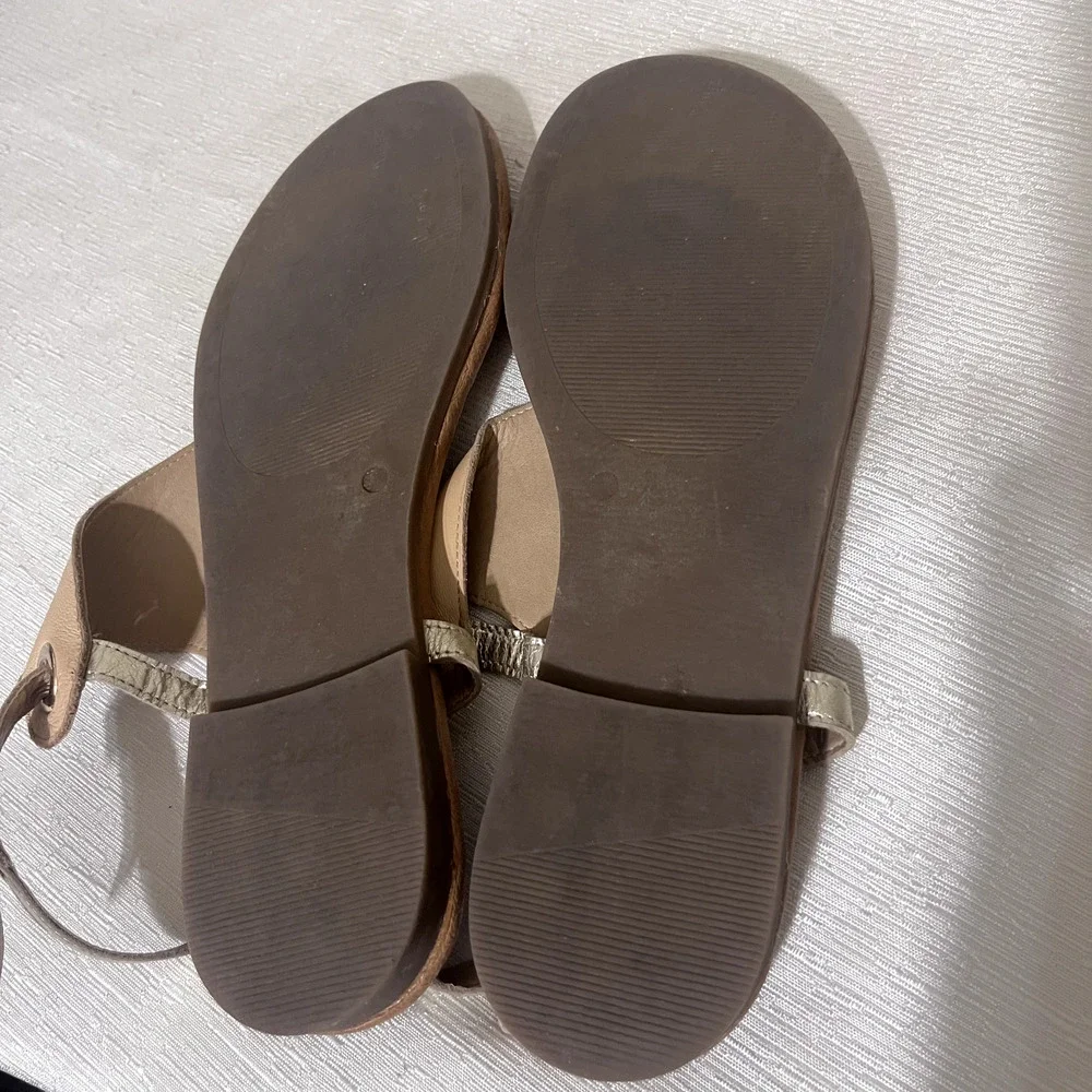 Sophia Milano Womens‎ 10 Beige Italian Leather Thong Sandals butter soft gold